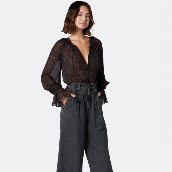 Joie Cecarina 100% Silk Long Sleeve Blouse with Cuff Sleeve Detail Size XL NWT - Picture 5 of 16